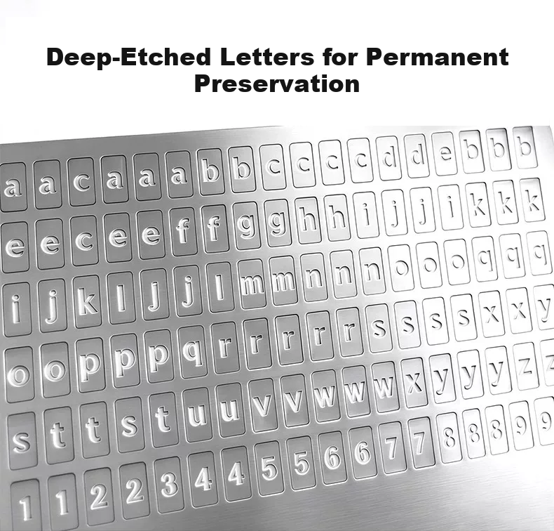 Deep-etched letters